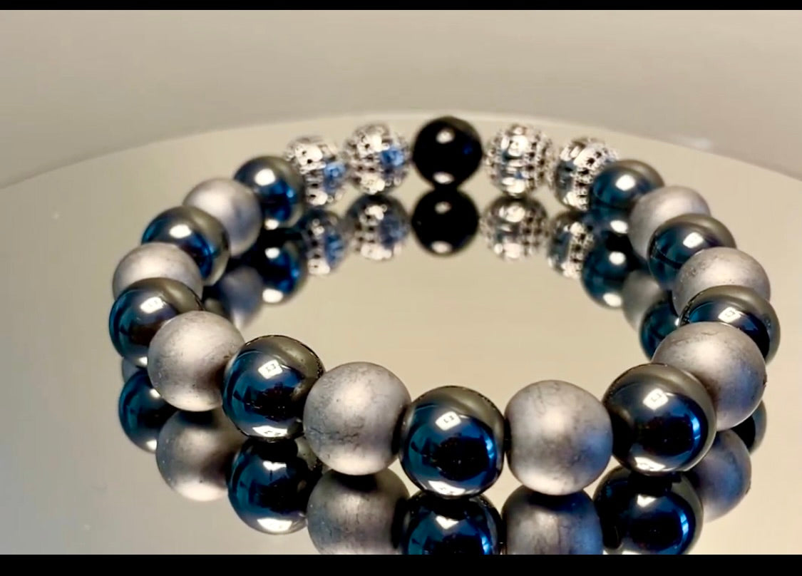 Strength in Simplicity: Givenchy Black and Silver all Hematite Stone Bracelet