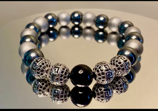 Strength in Simplicity: Givenchy Black and Silver all Hematite Stone Bracelet