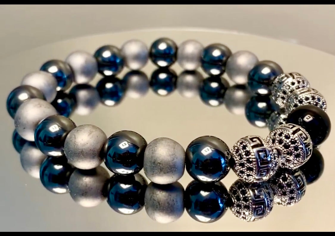 Strength in Simplicity: Givenchy Black and Silver all Hematite Stone Bracelet
